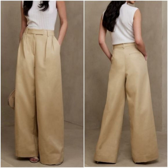 Banana Republic Pants - Banana Republic, New Cruise Wide-Leg Pants Maverick Tan Womens Size 14 Short